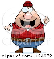 Cartoon Of A Happy Chubby Male Lumberjack With An Idea Royalty Free Vector Clipart