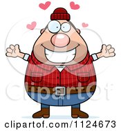 Cartoon Of A Happy Chubby Male Lumberjack Wanting A Hug Royalty Free Vector Clipart