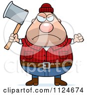 Cartoon Of An Angry Chubby Male Lumberjack Royalty Free Vector Clipart