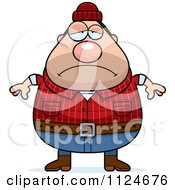 Cartoon Of A Depressed Chubby Male Lumberjack Royalty Free Vector Clipart