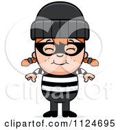 Cartoon Of A Happy Red Haired Robber Girl Royalty Free Vector Clipart