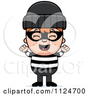 Cartoon Of A Cheering Red Haired Robber Boy Royalty Free Vector Clipart