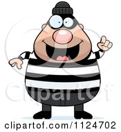 Poster, Art Print Of Happy Chubby Burglar Or Robber Man With An Idea