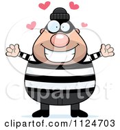Poster, Art Print Of Happy Chubby Burglar Or Robber Man Wanting A Hug