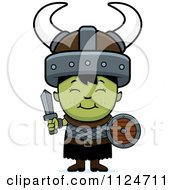 Poster, Art Print Of Happy Ogre Boy With A Sword And Shield