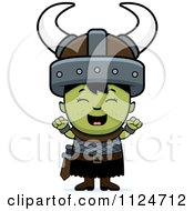 Cartoon Of A Happy Ogre Boy Cheering Royalty Free Vector Clipart