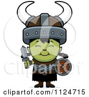 Poster, Art Print Of Happy Ogre Girl With A Sword And Shield