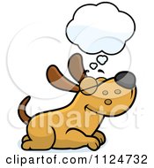 Cartoon Of A Happy Dog Dreaming Royalty Free Vector Clipart
