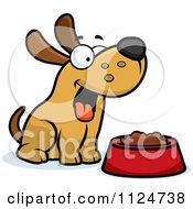 Poster, Art Print Of Happy Dog With A Bowl Of Food