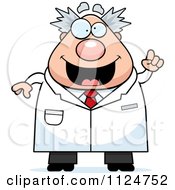 Cartoon Of A Happy Chubby Male Scientist With An Idea Royalty Free Vector Clipart by Cory Thoman