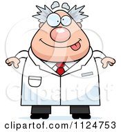 Cartoon Of A Happy Chubby Male Scientist Royalty Free Vector Clipart by Cory Thoman