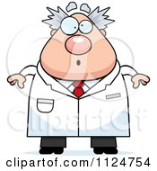 Cartoon Of A Surprised Chubby Male Scientist Royalty Free Vector Clipart