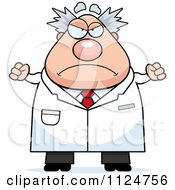 Cartoon Of An Angry Chubby Male Scientist Royalty Free Vector Clipart