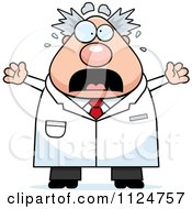 Cartoon Of A Panicking Chubby Male Scientist Royalty Free Vector Clipart