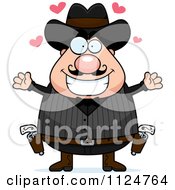 Cartoon Of A Chubby Male Wild West Cowboy Wanting A Hug Royalty Free Vector Clipart by Cory Thoman