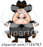 Cartoon Of A Depressed Chubby Male Wild West Cowboy Royalty Free Vector Clipart by Cory Thoman