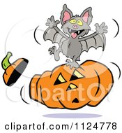 Poster, Art Print Of Vampire Bat Dancing On A Halloween Jackolantern