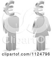 Poster, Art Print Of 3d Silver People With Euro Symbol Heads