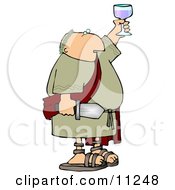 Roman Soldier Toasting With A Glass Of Wine And Holding A Sword Clipart Picture by djart