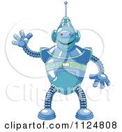 Friendly Blue Robot Waving