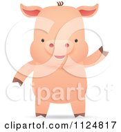 Poster, Art Print Of Cute Piggy Smiling And Waving