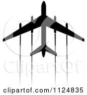 Poster, Art Print Of Black Silhouetted Airplane And Trails 1