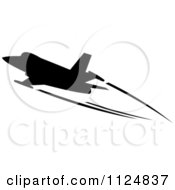 Clipart Of A Black Silhouetted Airplane And Trails 2 Royalty Free Vector Illustration