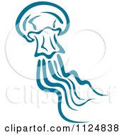 Clipart Of A Teal Jellyfish 3 Royalty Free Vector Illustration by Vector Tradition SM