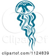 Clipart Of A Teal Jellyfish 4 Royalty Free Vector Illustration