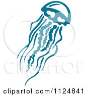 Clipart Of A Teal Jellyfish 6 Royalty Free Vector Illustration
