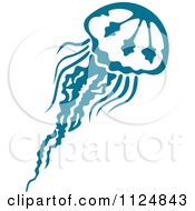 Clipart Of A Teal Jellyfish 1 Royalty Free Vector Illustration by Vector Tradition SM