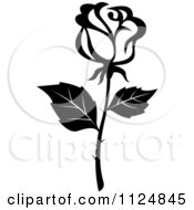 Clipart Of A Black And White Rose Flower 16 Royalty Free Vector Illustration