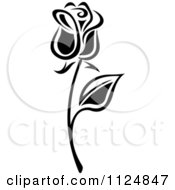 Clipart Of A Black And White Rose Flower 14 Royalty Free Vector Illustration