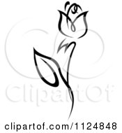 Clipart Of A Black And White Rose Flower 9 Royalty Free Vector Illustration