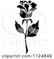 Clipart Of A Black And White Rose Flower 11 Royalty Free Vector Illustration