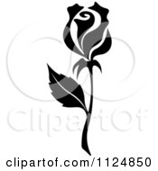 Clipart Of A Black And White Rose Flower 12 Royalty Free Vector Illustration