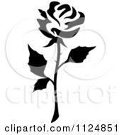 Clipart Of A Black And White Rose Flower 13 Royalty Free Vector Illustration