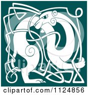 Clipart Of A Black And Teal Celtic Knot Dog Royalty Free Vector Illustration