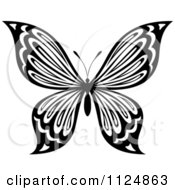 Clipart Of A Black And White Butterfly 21 Royalty Free Vector Illustration