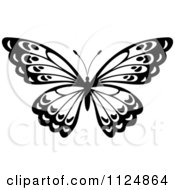 Clipart Of A Black And White Butterfly 22 Royalty Free Vector Illustration