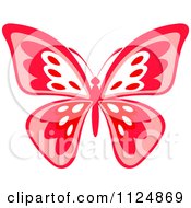 Clipart Of An Ornate Red Butterfly Royalty Free Vector Illustration