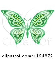 Clipart Of An Ornate Green Butterfly Royalty Free Vector Illustration