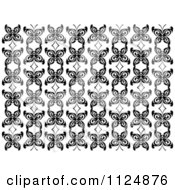 Clipart Of A Black And White Butterfly Seamless Background Pattern 6 Royalty Free Vector Illustration