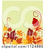 Poster, Art Print Of Background Of Autumn Leaves And Swirls On Yellow