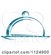 Clipart Of A Teal Food Cloche And Platter Royalty Free Vector Illustration