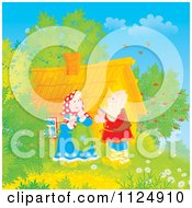 Poster, Art Print Of Happy Old Couple By Their Log Cabin