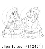 Poster, Art Print Of Outlined Old Couple Talking