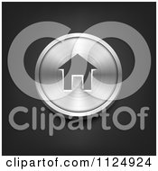 Clipart Of A 3d Brushed Silver Home Icon Button Royalty Free Vector Illustration