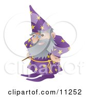 Poster, Art Print Of Old Male Wizard With A Magic Standing With His Hands On His Hips