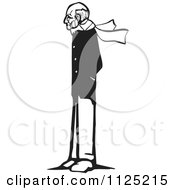 Clipart Of An Old Man Wearing A Scarf Black And White Woodcut Royalty Free Vector Illustration
